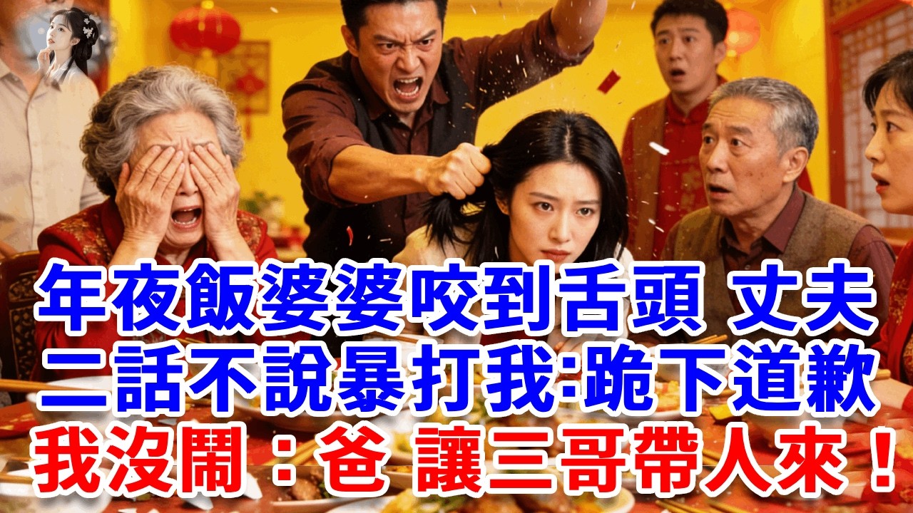 年夜飯婆婆咬到舌頭，丈夫二話不說暴打我：想害媽 跪下道歉！我沒鬧，撥通加密電話：爸，讓三哥帶人來！喬家一個不留 往死收拾！！#詩涵講故事#為人處世#生活經驗#情感故事#晚年哲理#說故事#完結文#原創