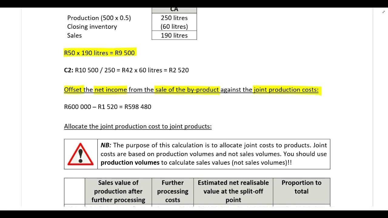 Joint and by product costing   Part 3   example 1 2