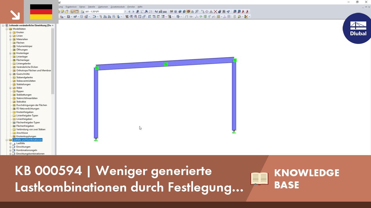 KB 000594 | Weniger generierte Lastkombinationen durch Festlegung der leitenden...
