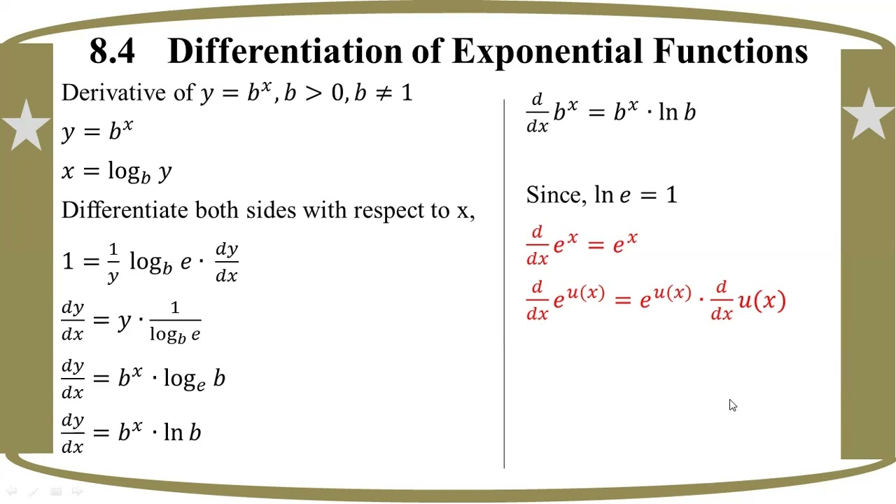 # Grade 12 Math (ch 8) 8.4  Differentiation of Exponential Functions