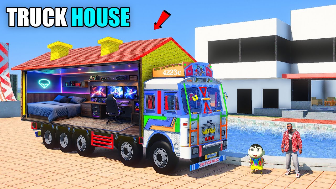 Franklin & Shinchan Built A House On His TATA Truck Indian Bike Driving 3D