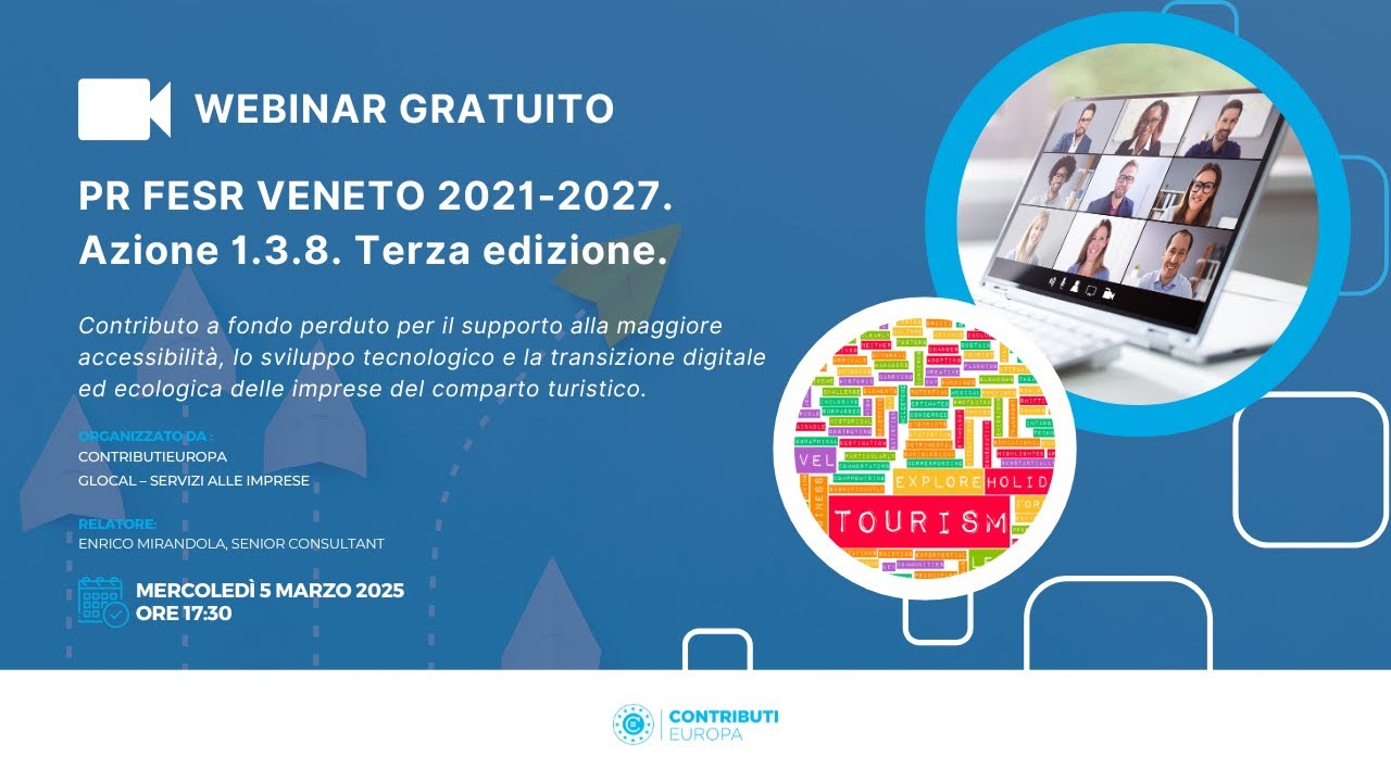 PR FESR VENETO 2021-2027: Bando per le imprese del comparto turistico ricettivo. Terza edizione