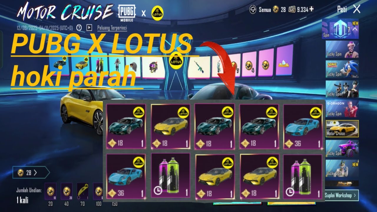 Hoki parah nggak sampai 9K udah dapat semua PUBG x LOTUS