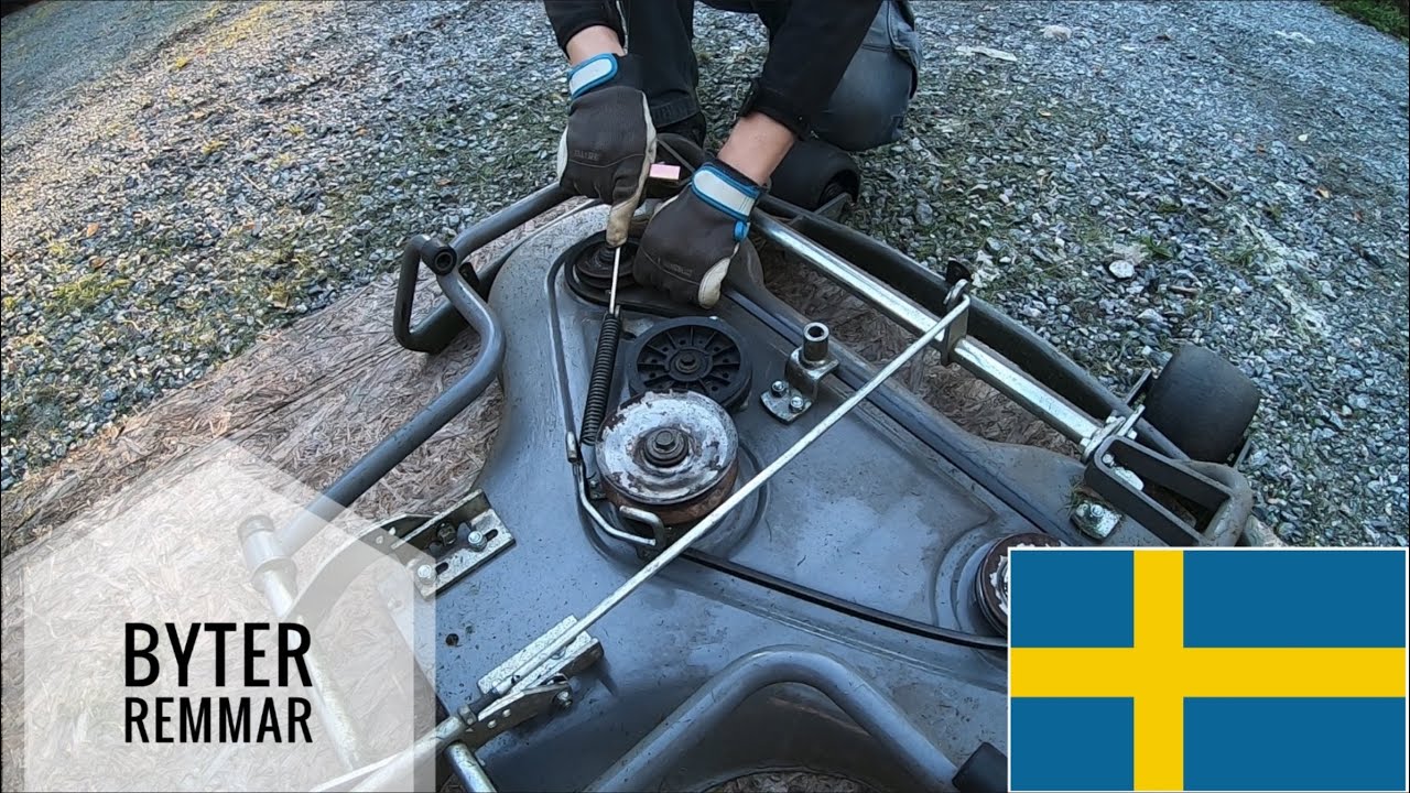 Husqvarna Rider, hur man byter remmarna och demonterar klippdäcket