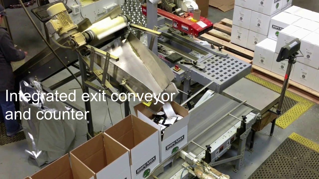 PrimoCombi® multihead weigher dispensing beer hops into vertical form and sealed pouches and cases