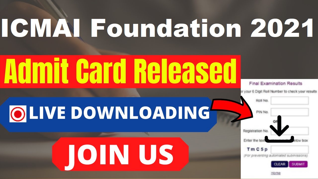 ICMAI Foundation 2021 Admit Card (Released) - Download Your ICMAI Foundation 2021 Hall Ticket Here