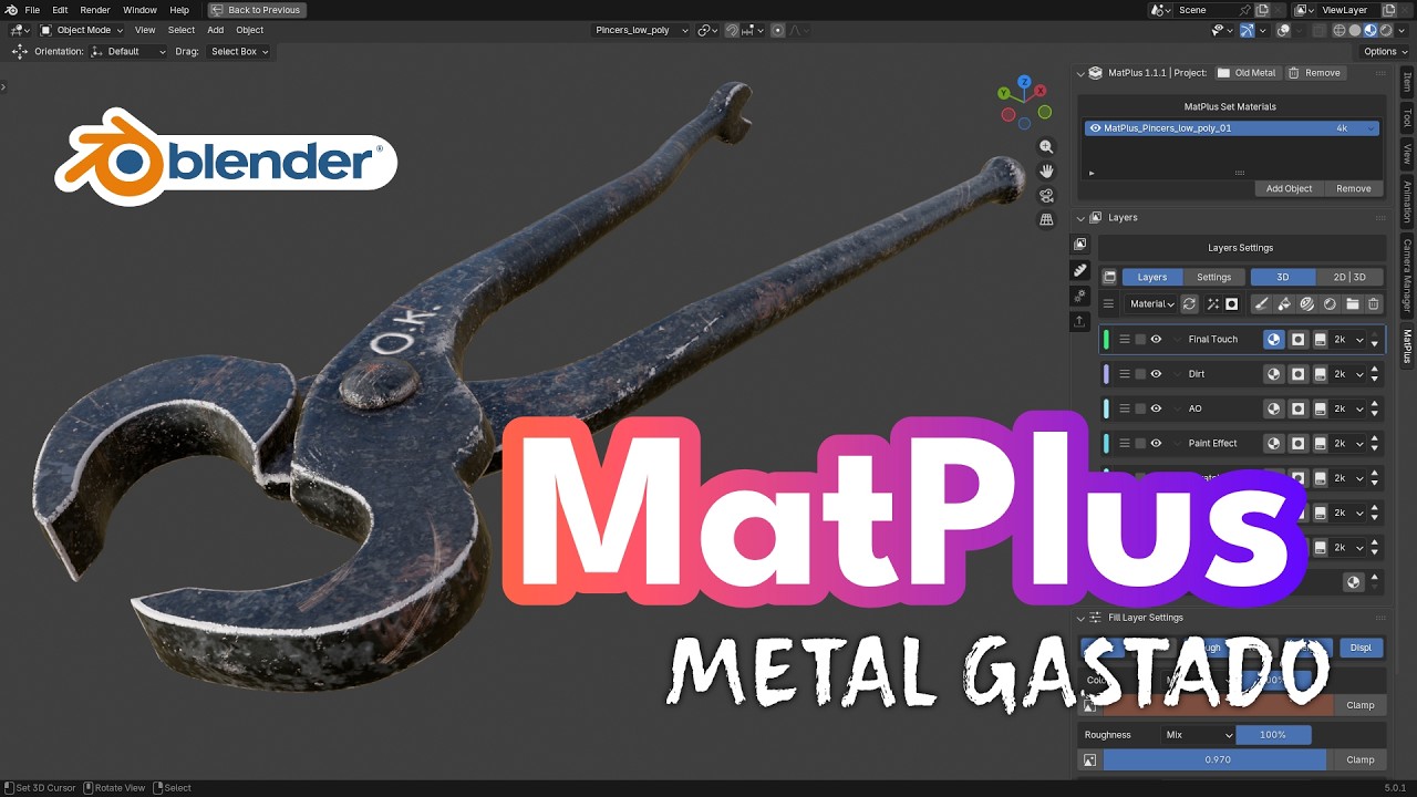 Blender + MatPlus: material de metal envejecido paso a paso