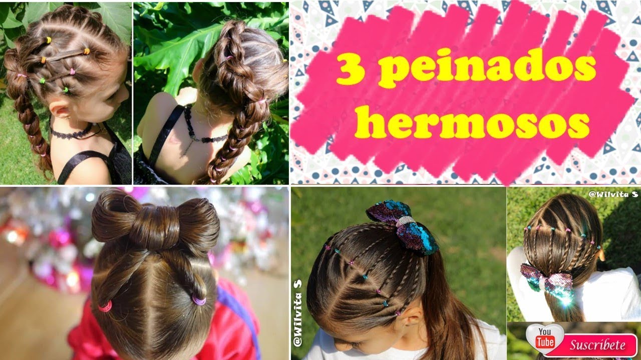 💕 3 Peinados fáciles, elegantes y rápidos para niñas / Peinados fáciles y rápidos WILVITA