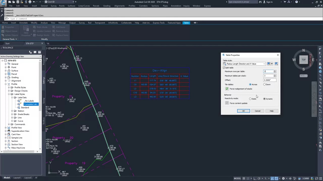 How to Tables of Alignments and Profiles in AutoCAD Autodesk