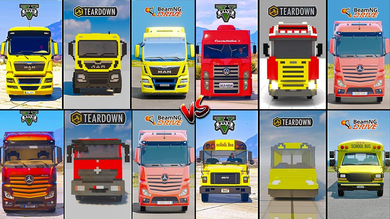 Грузовик Man, автобус, Volkswagen, грузовик Actros в разборке и Beamng — какой лучше?