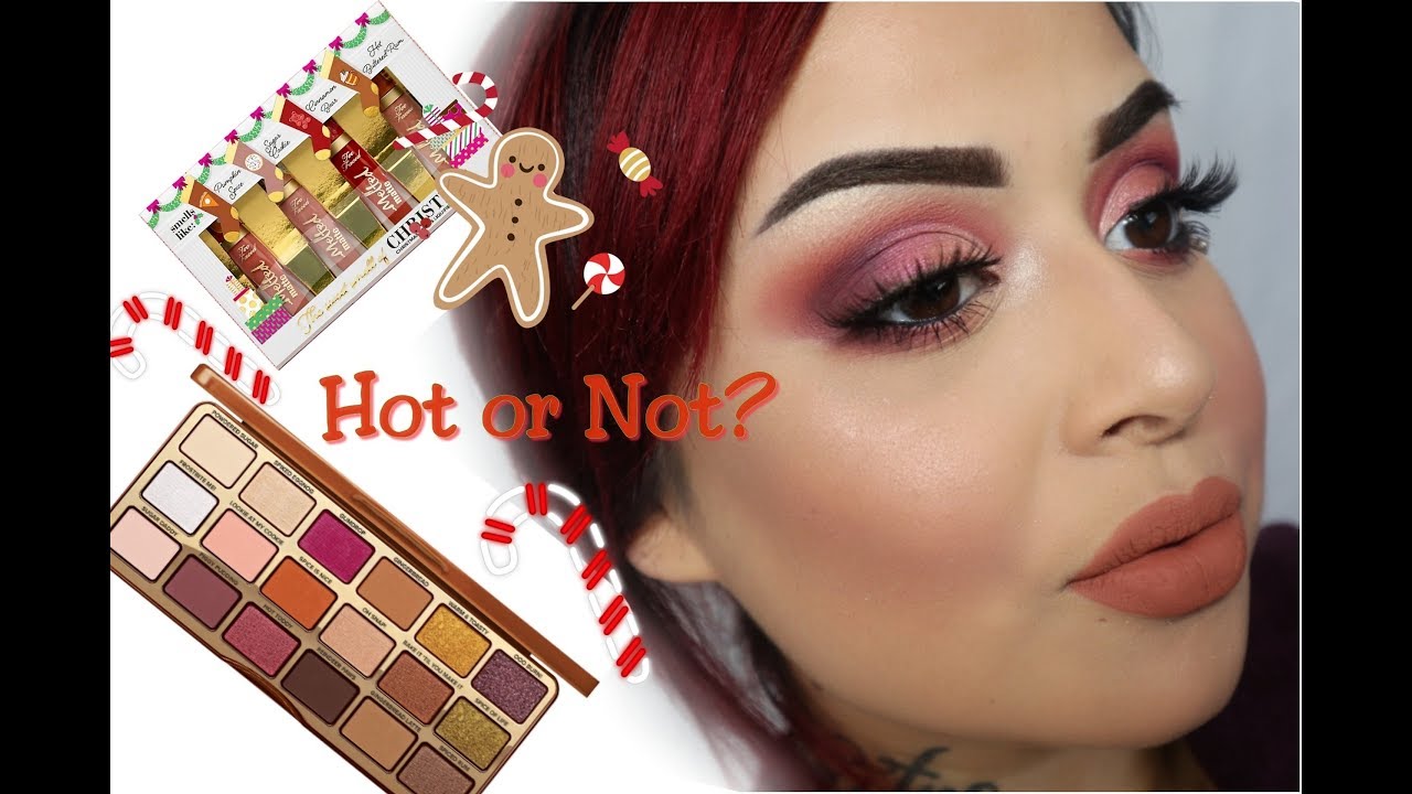 Too Faced Gingerbread Spice Palette&The Sweet Smell of Christmas Lipstick Set/Review/Swatches