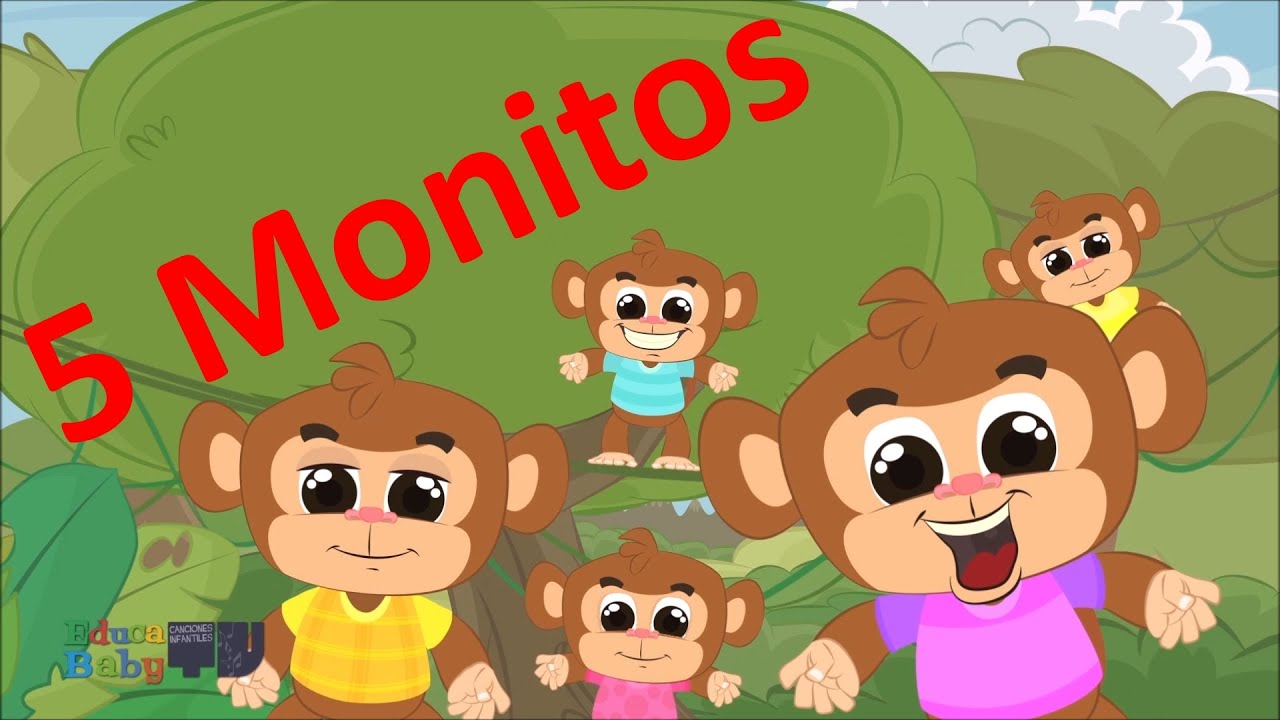 Cinco Monitos Saltaban en la Cama | Five Little Monkeys In Spanish | Canciones Infantiles