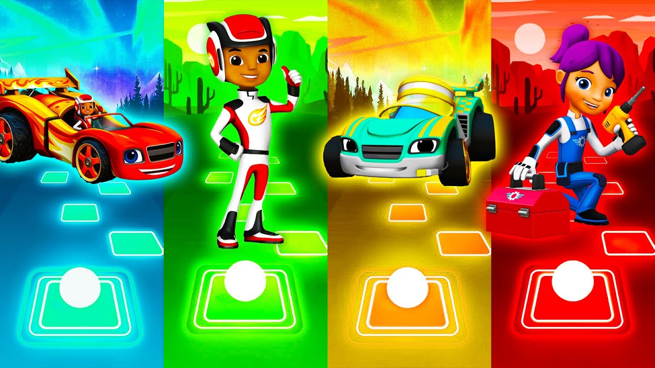 Sport car Blaze vs AJ vs Becky Checkerflag vs Gabby | Tiles Hop EDM Rush
