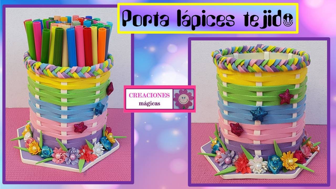 ♥♥DIY Porta lápices tejido/ canasta/organizador♥Creaciones mágicas♥♥