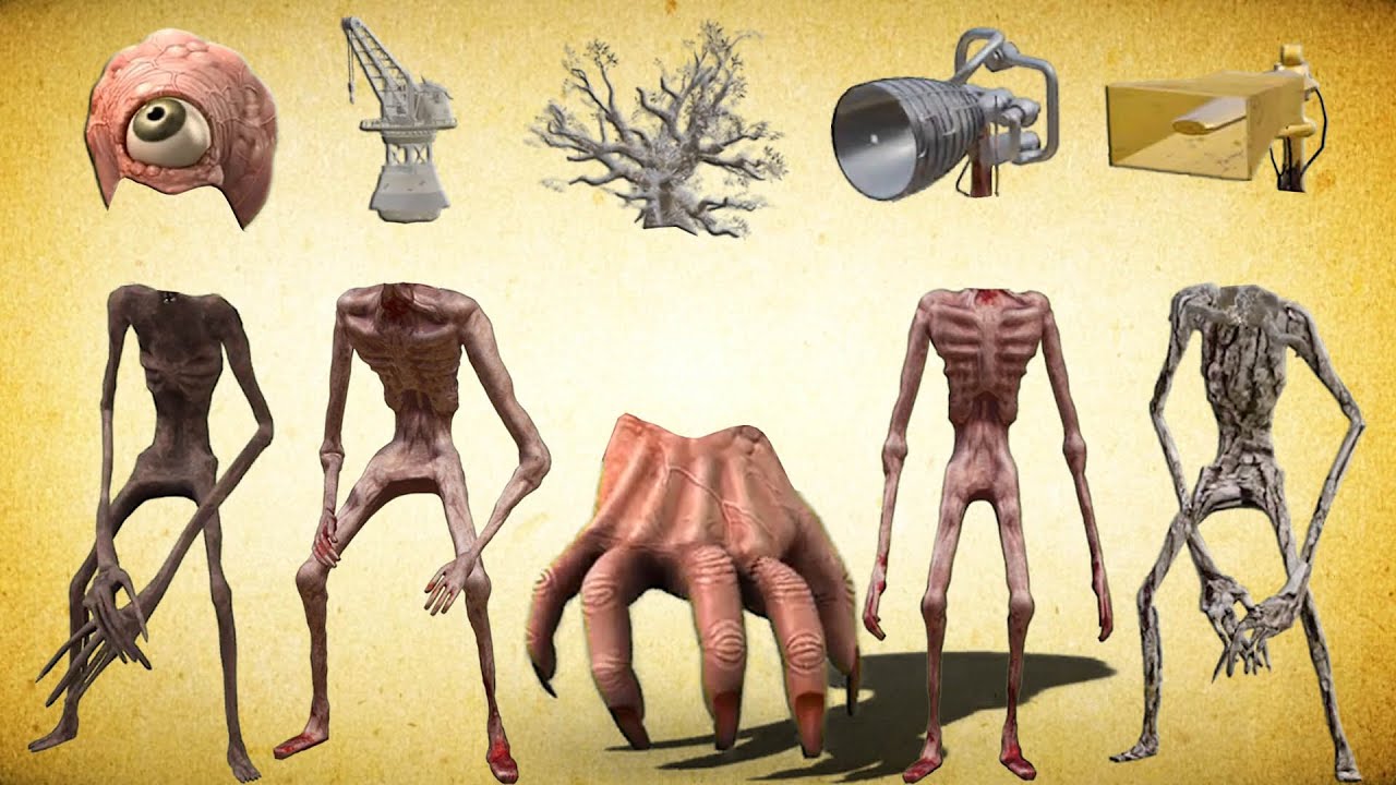 WRONG HEADSSIREN HEAD FLAME TOWER, SIREN HEAD THUNDERBOLT, SIREN HEAD TREE, BRAIN EYE, SIREN CRANE