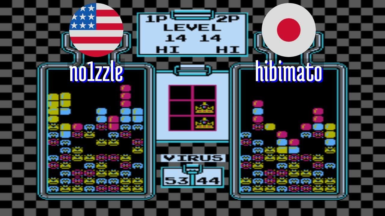 FT2 @nes_drmario: no1zzle (US) vs hibimato (JP) [Dr. Mario NES Fightcade] Jan 24