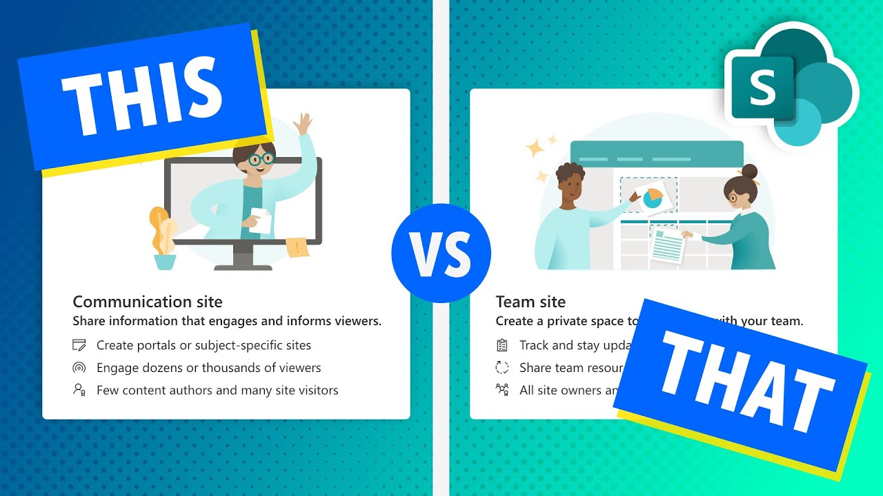 🙅 DO NOT USE  a Team Site for a Company Portal. Learn the difference between these SharePoint Sites!