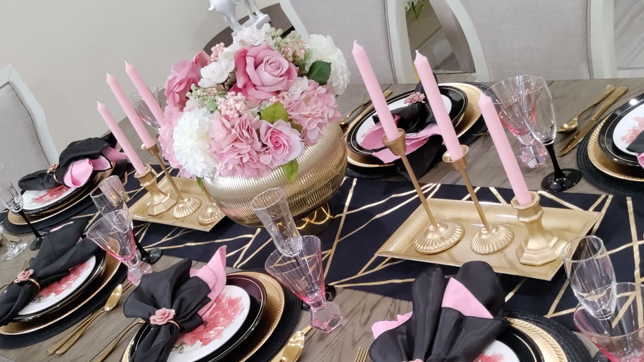 NEW* PINK AND BLACK BIRTHDAY TABLESCAPE || DECORATE WITH ME #tablescapetuesdays24