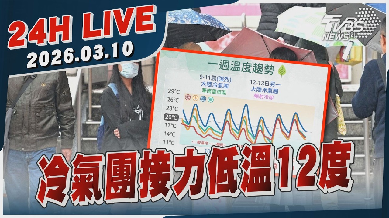 【LIVE】冷氣團接力低溫12度｜20260310｜TVBS新聞網