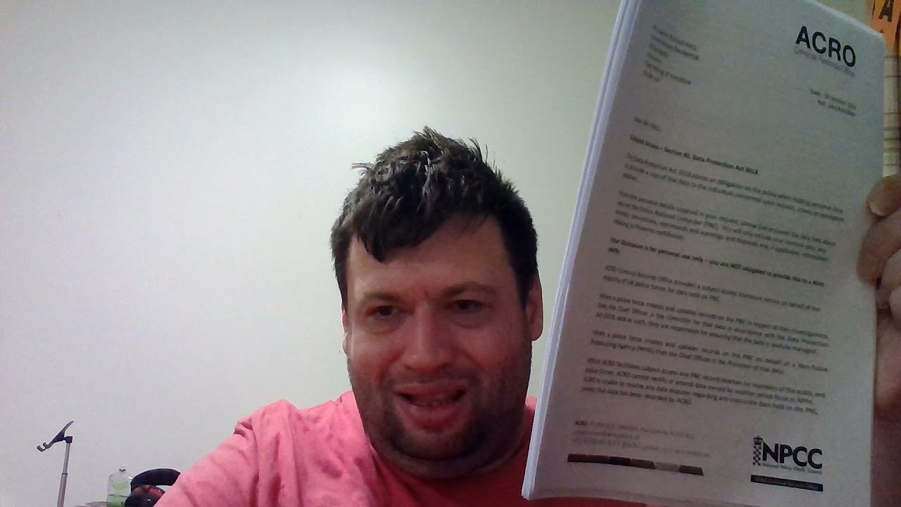 Daniel Hall Request to ACRO Criminal Records Office Request for Subject Access part 1 video