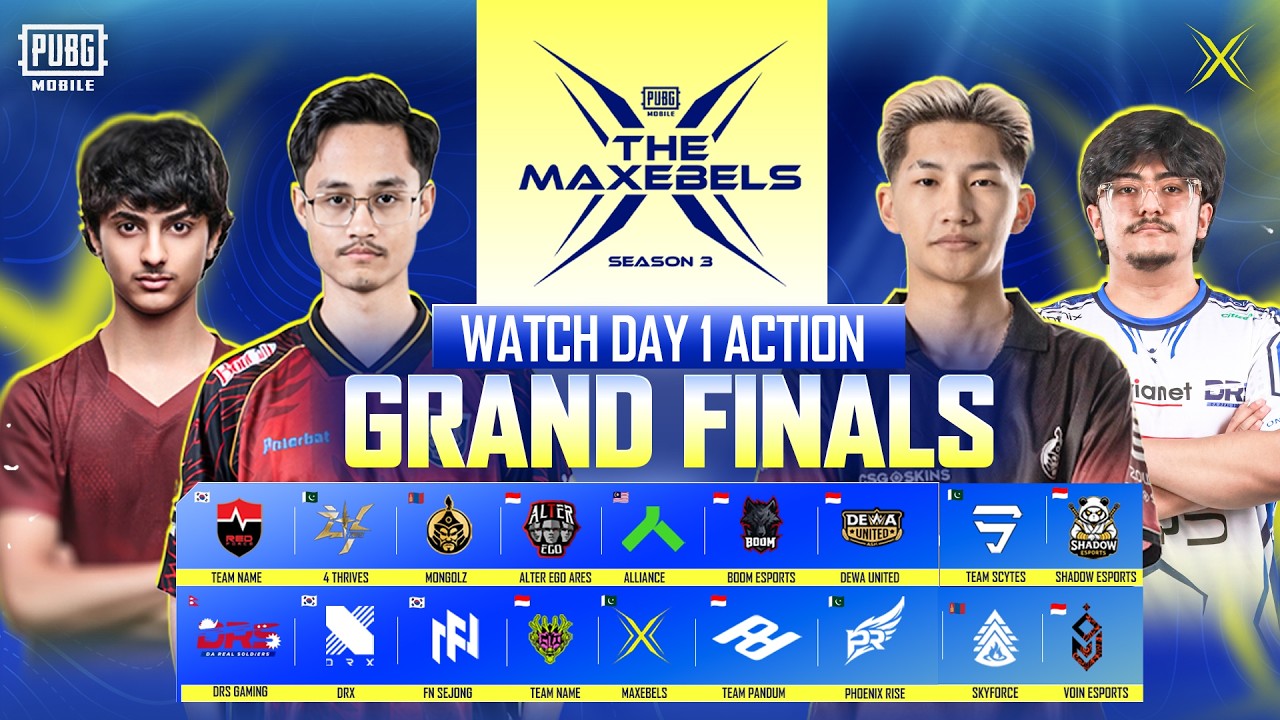 PUBGM THE MAXEBELS INVITATIONAL S3 | GRAND FINALS | DAY 1 | Ft. #4T #AE #DRS #NS #BOOM #VOIN #DRX