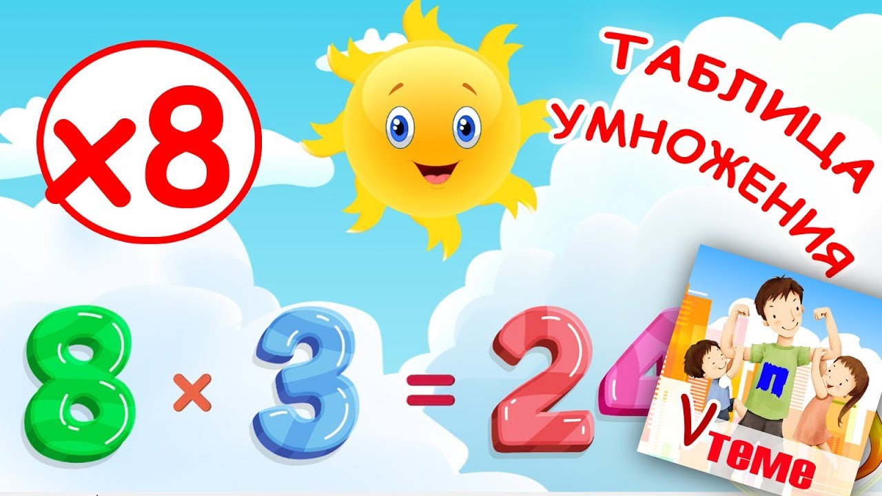 Музыкальная таблица умножения на 8. Развивающее видео для детей. Папа V теме
