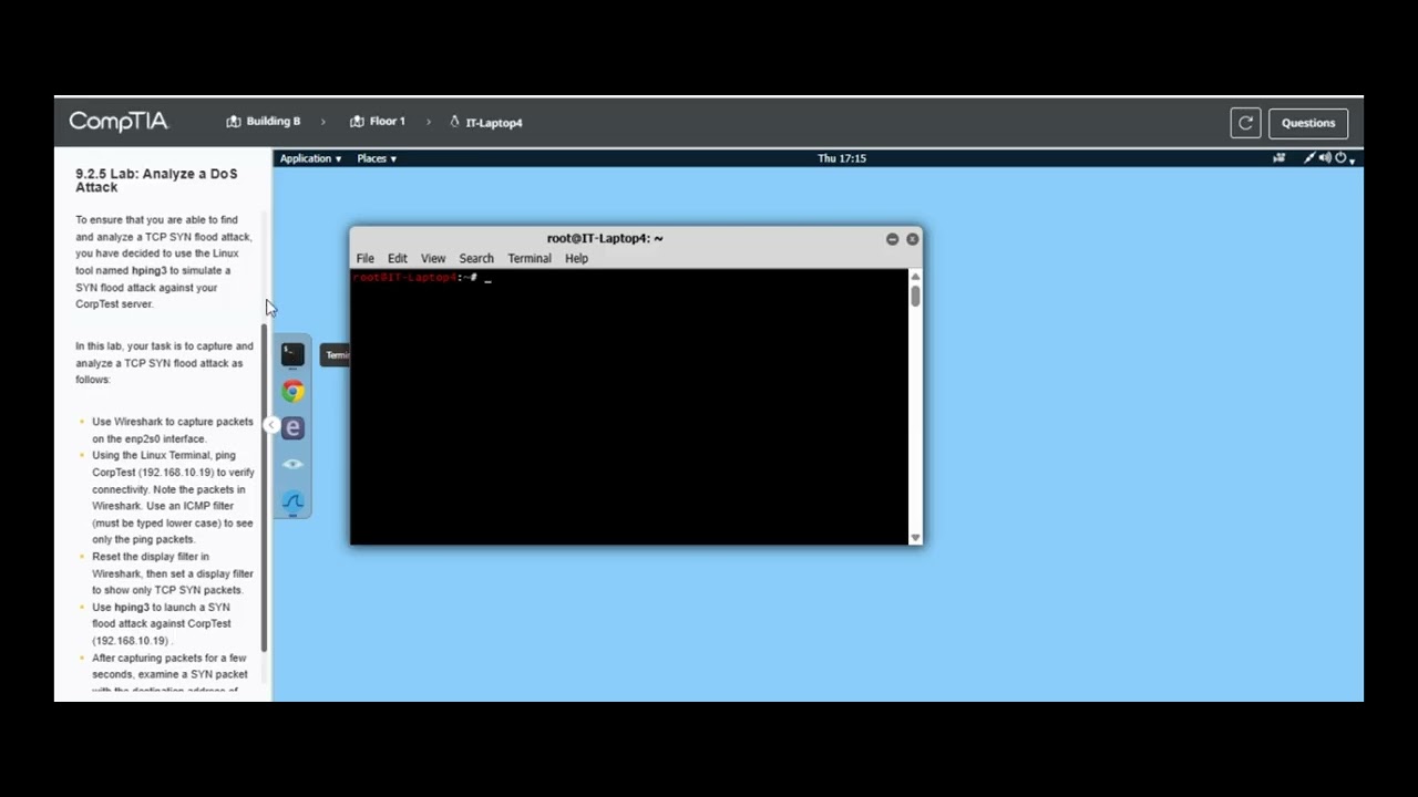 Testout | Network + | 9.2.5 Lab: Analyze a DoS Attack