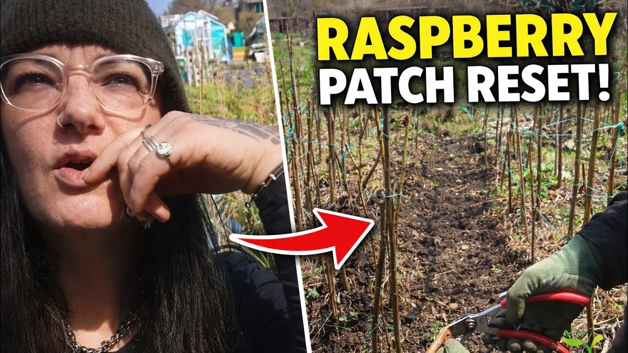 Clearing the raspberries! New Paths, Grape Plans & Shed Rescue | Allotment Vlog