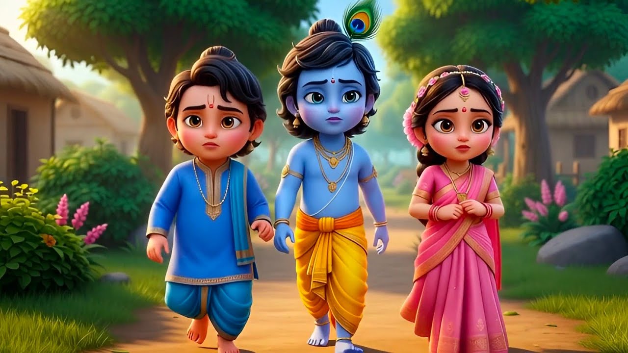 राधा और कृष्ण किसे खोज रहे है ?| Heart touching Story #littlekrishna #radhakrishna #krishna #cartoon