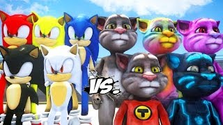 SONIC THE HEDGEHOG COLORS VS TALKING TOM SUIT COLORS EPIC BATTLE SONIC THE HEDGEHOG