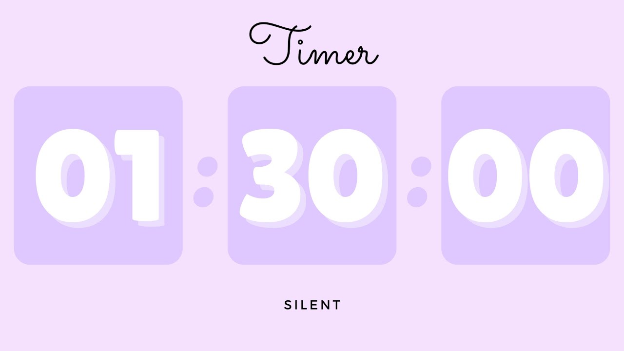 🪻 1 Hour 30 Minutes Silent Timer with Cute Ending Alarm | Pastel Purple Timer