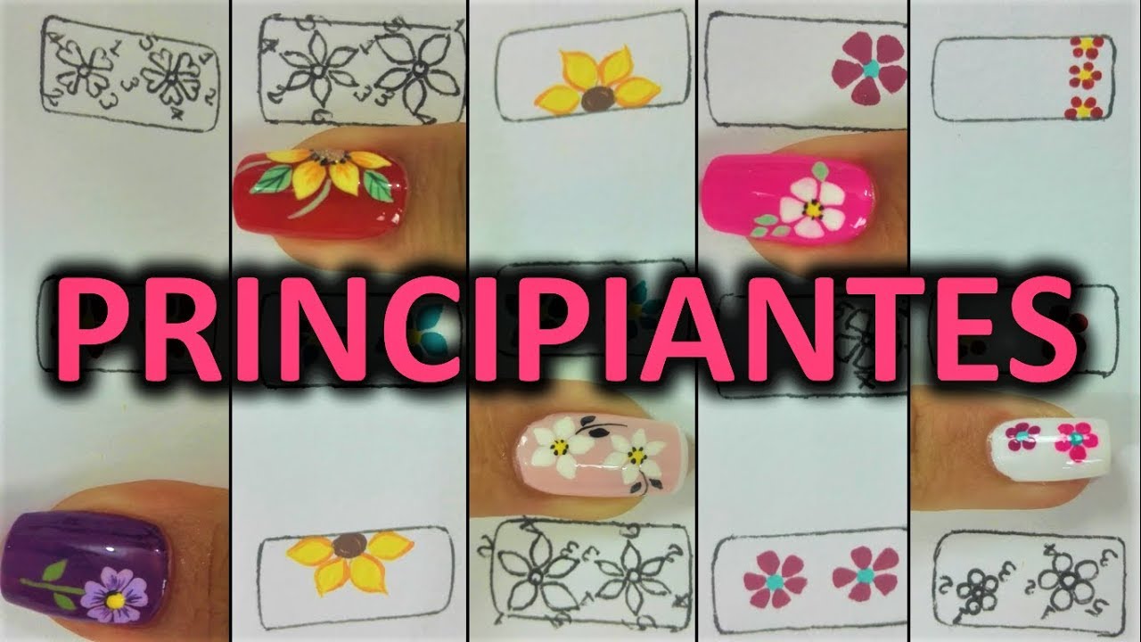 Dibujar FÁCIL Flores en tus Uñas - 5 formas de hacer flores en tus uñas