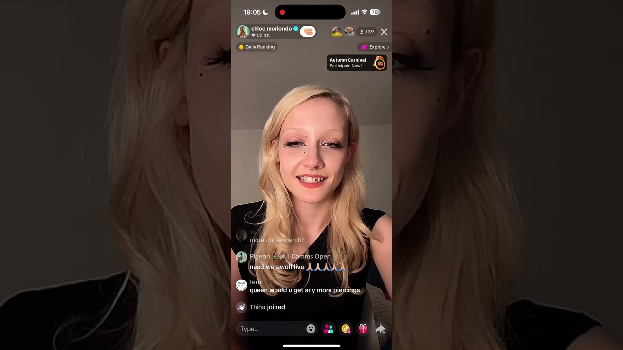 chloe moriondo tiktok live 9/30/25