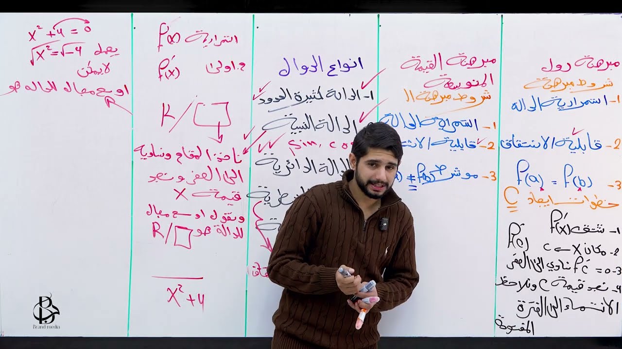 مقارنة بين مبرهنة رول و مبرهنة القيمة المتوسطة الفصل الثالث تفاضل  /الجزء الاول مع محمد القيصري