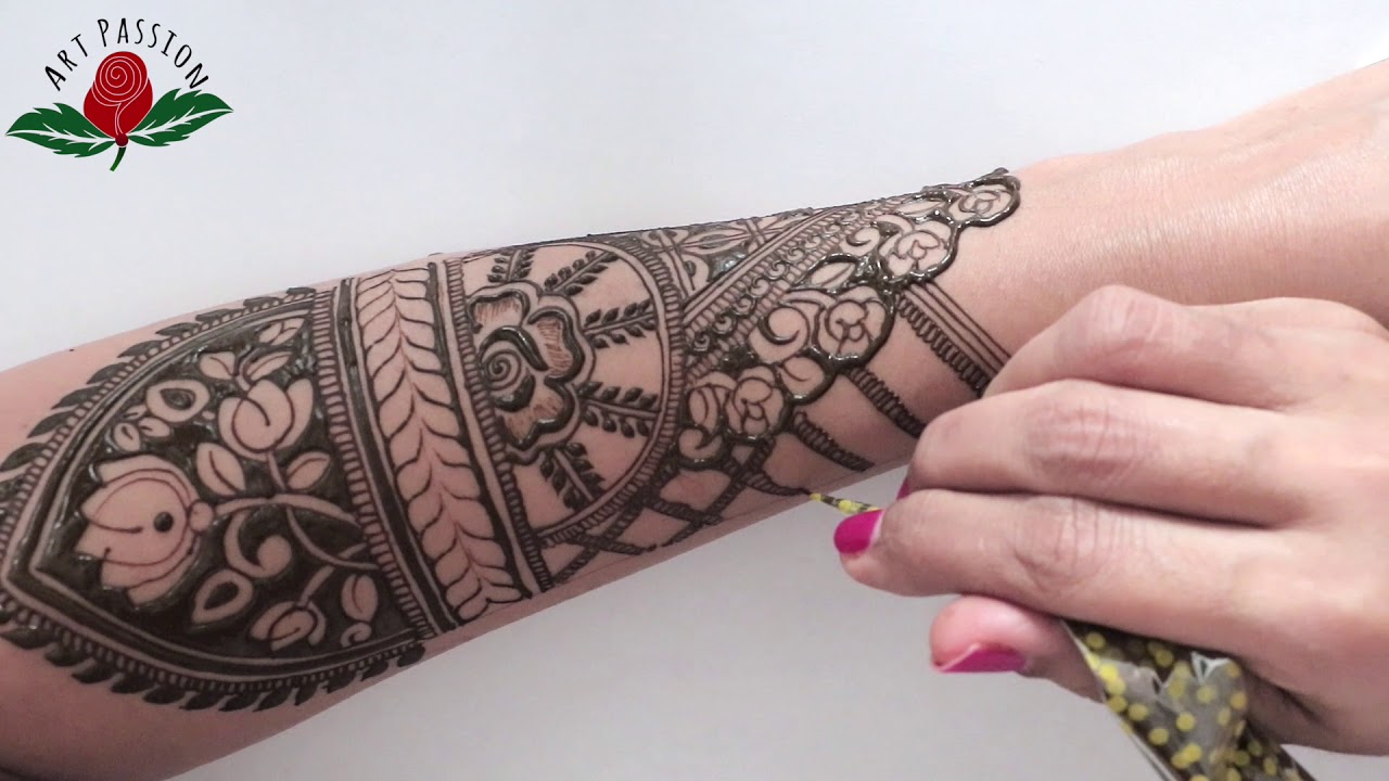 Beautiful negative spacing lotus style intricate full hand  mehndi design