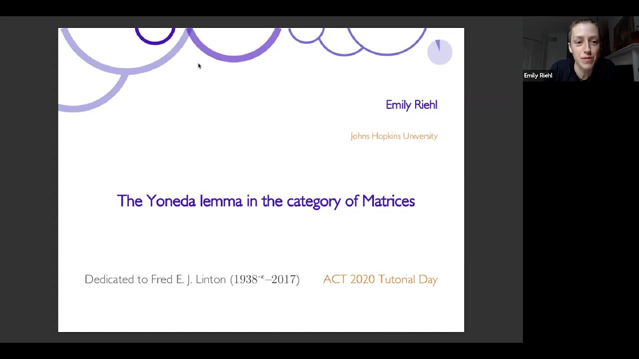 ACT 2020 Tutorial: The Yoneda lemma in the category of matrices (Emily Riehl)