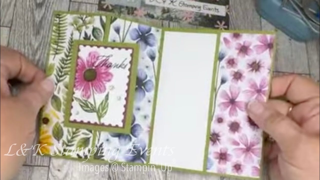 Tri-Fold Thank You Card with Stampin' Up's Impressions Abloom Stamp Set & Floral Impressions DSP