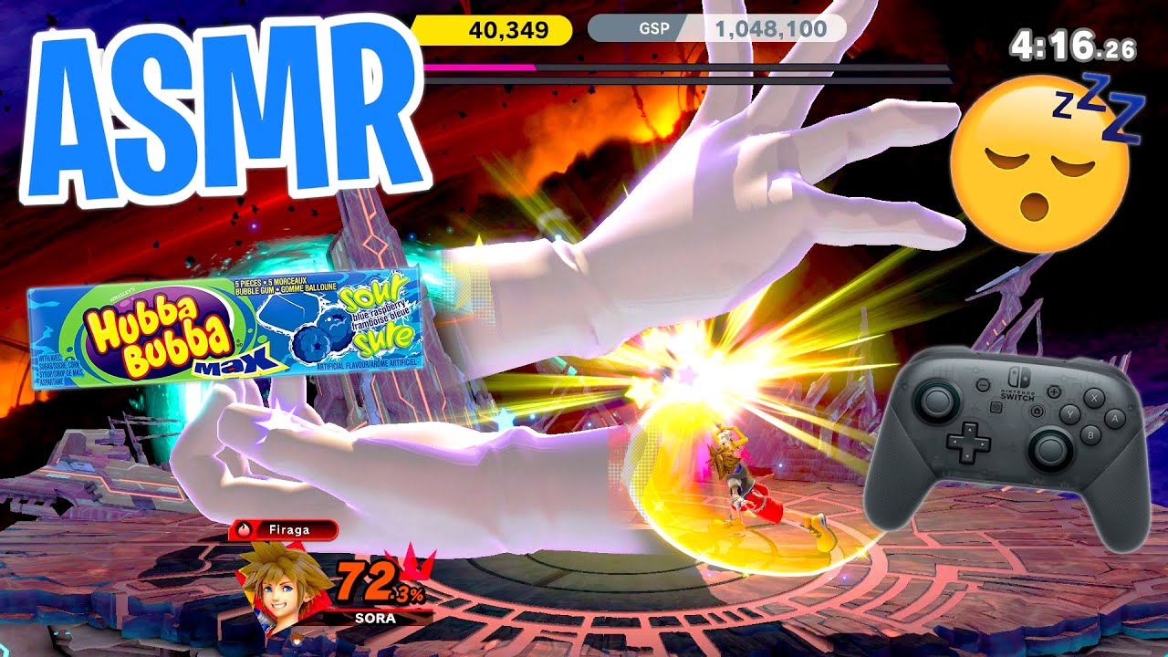 ASMR Gaming 😴 Sora in Super Smash Bros Ultimate Gum Chewing 🎮🎧 Relaxing Switch Controller Sounds 💤