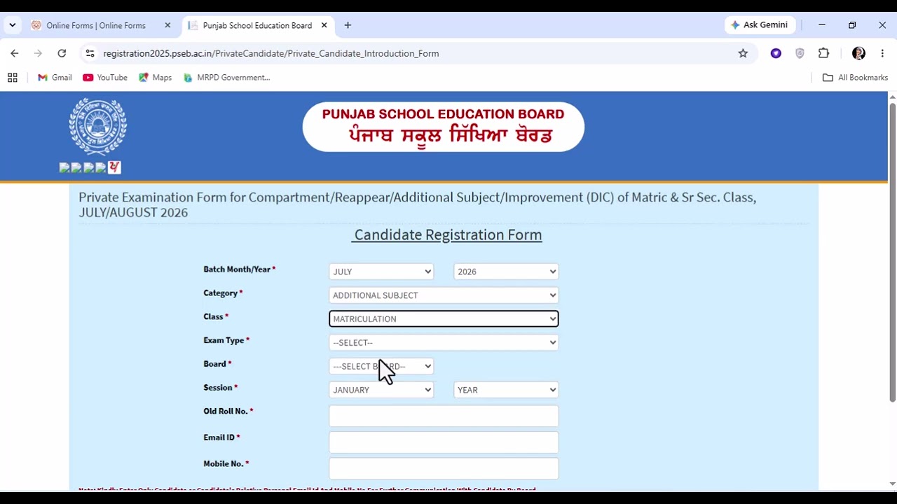 Online Registration Full Process Punjabi | Form Filling, Correction & Important Information