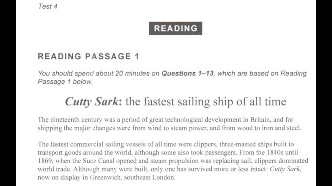 Cutty Sark: The fastest sailing ship of all time | IELTS 13 Reading Answers with Explanation