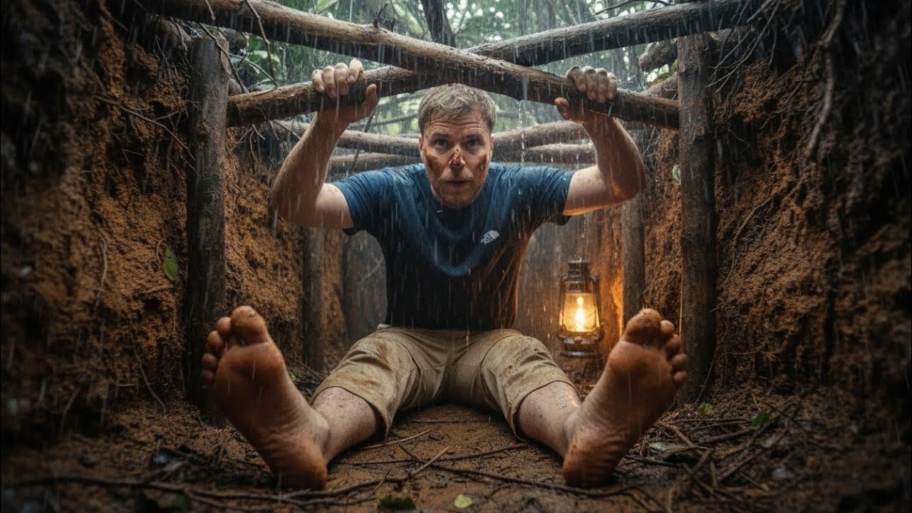 During a Cold Forest Storm, a Lonely Man Built a Hidden Home to Survive