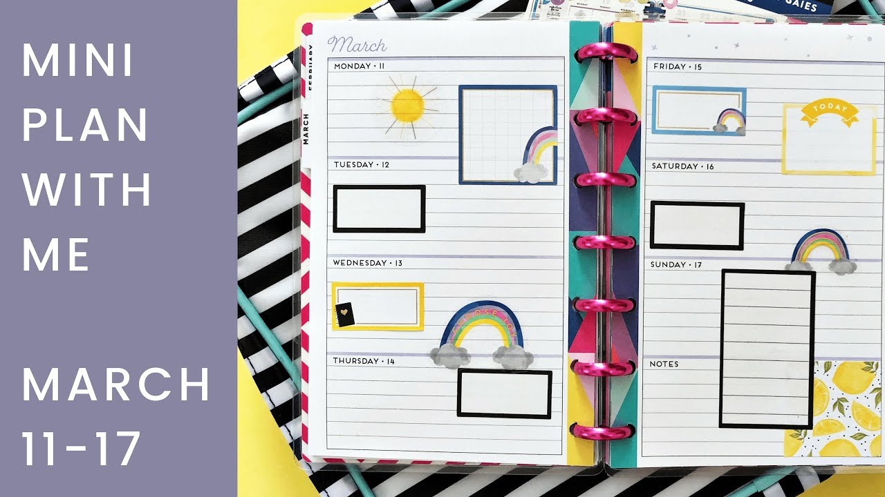 Mini Happy Planner Plan with Me - March 11-17, 2019 - Rainbows!