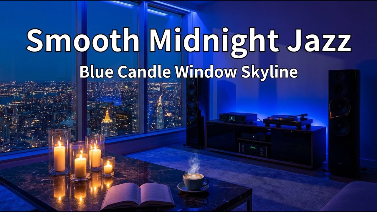 Smooth Midnight Jazz – Blue Candle Window Skyline