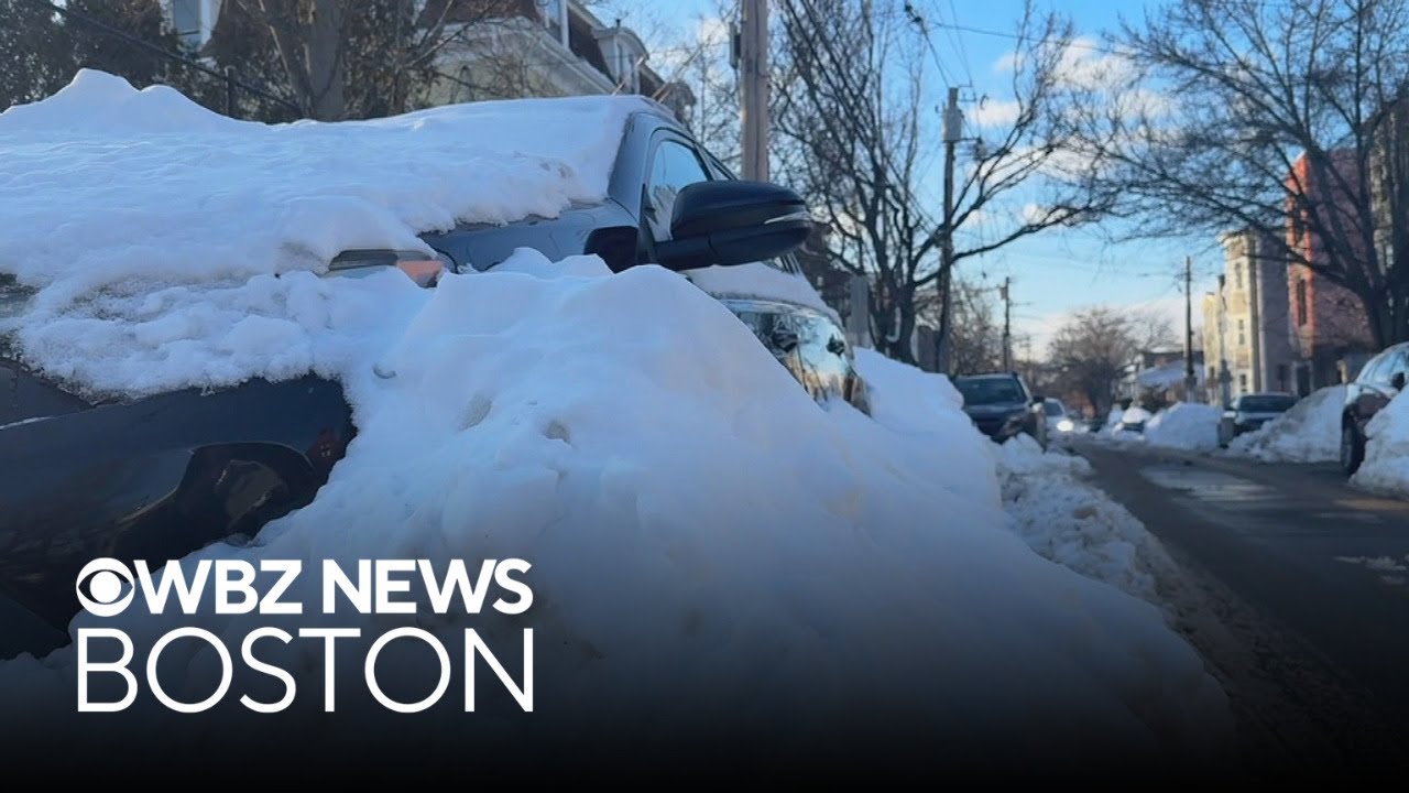 Cars remain buried in snow days after storm in Cambridge