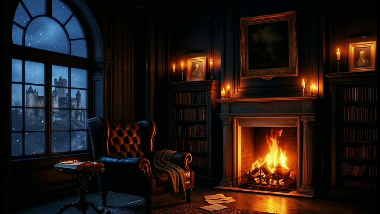 🕯️ Cozy Fireplace at Night | Relaxing Fire Sounds 🔥