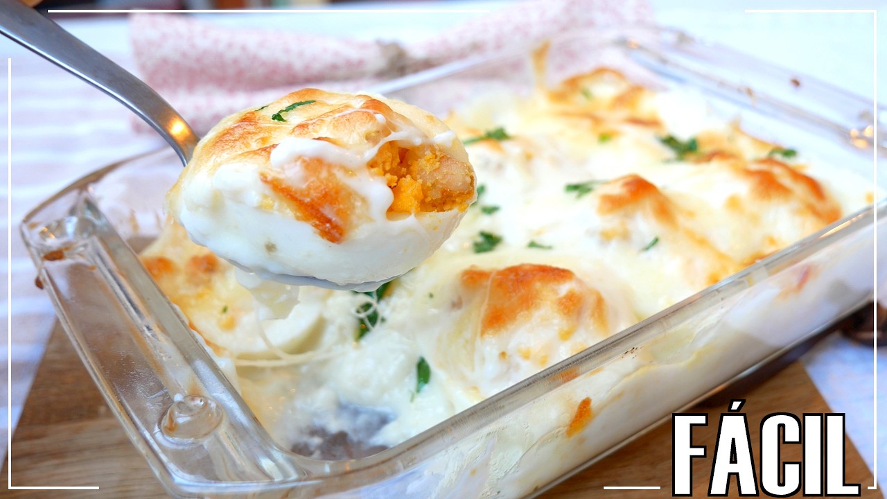 Los HUEVOS RELLENOS de GAMBAS M&aacute;s F&aacute;ciles y Deliciosos (Gratinados con Bechamel)