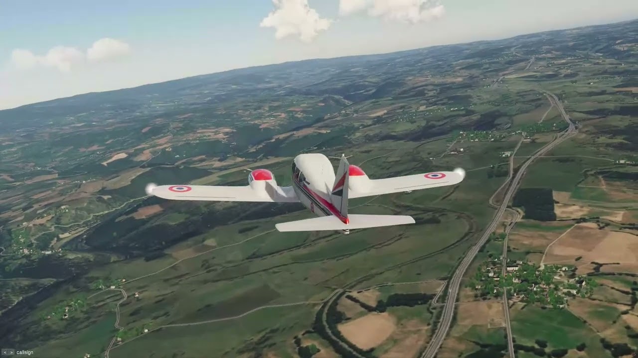 FlightGear 2020.4.0 sur Linux Mageia, Viaduc de Garabit, Piper PA 23