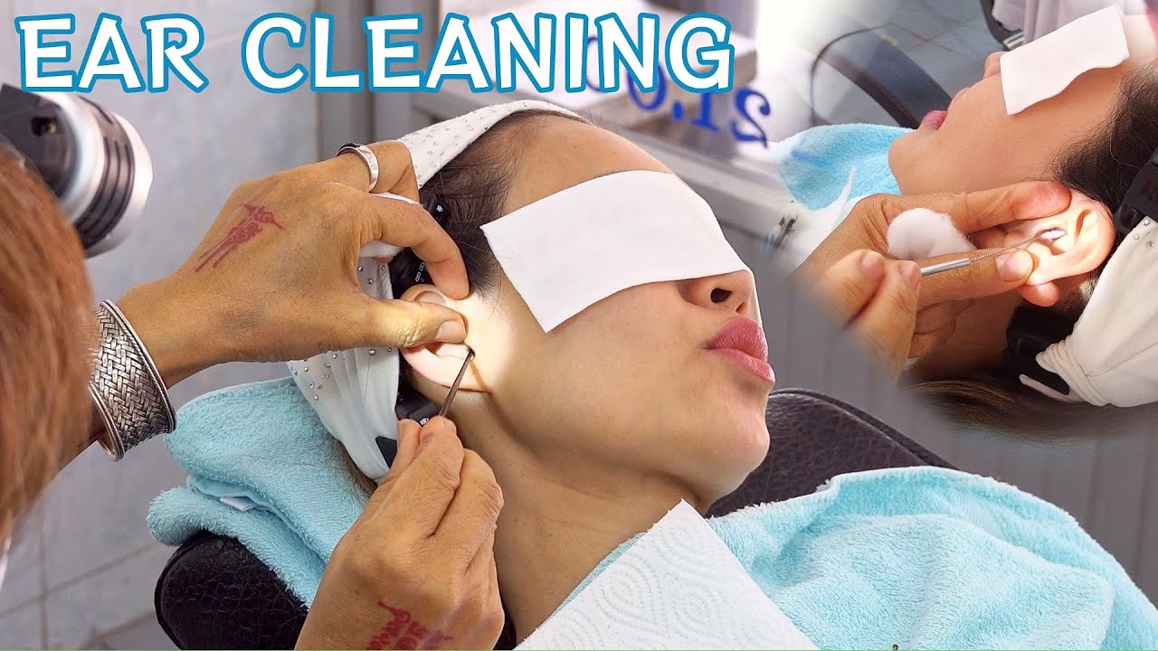 $3 Ear Cleaning at local Thai barber shop | ASMR (unintentional,  street noises, people chat)