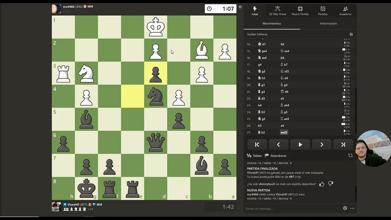 Partidas de ajedrez a tres minutos comentadas 40