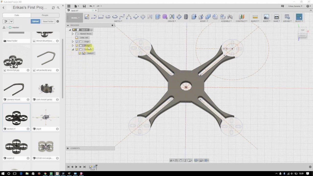 PART 1 of 4 | TUTORIAL Autodesk Fusion 360 design micro quadcopter, drone